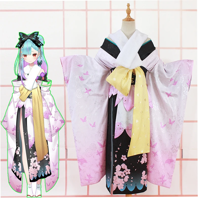 

[Customized] Vtuber Hololive Uruha Rushia Kimono Uniform Dress Cosplay Costume Halloween Party Outfit Women 2021 NEW