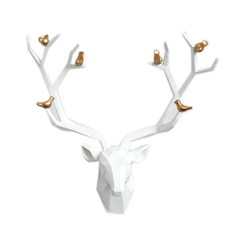 

PPYY-Resin 3D Deer Head Wall Decor for Home Decoration Accessories Abstract Sculpture Modern Animal Head Wall Decoration