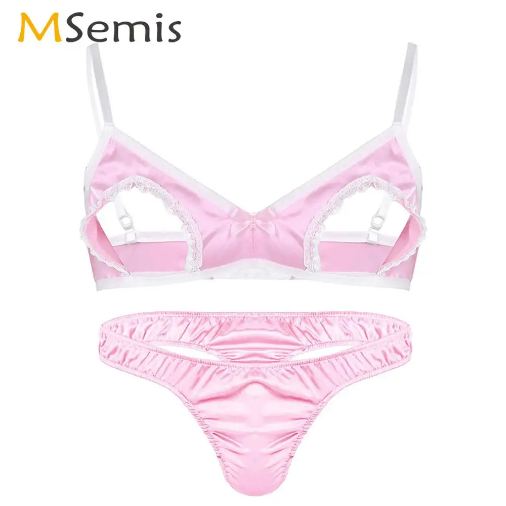 

Сексуальное нижнее белье для мужчин, Раздельный бюстгальтер для сосков с бикини, стринги, эротический мужской комплект нижнего белья для тр...