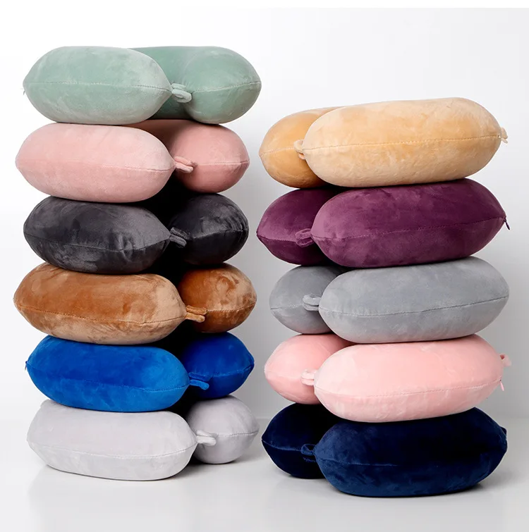 

Plain U-shaped Spandex Pillow Customized Memory Foam Napping Neck Pillow