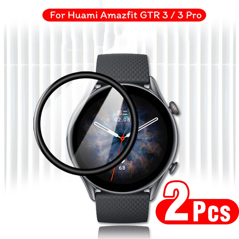 

2pcs Protective Film For Xiaomi Huami Amazfit GTR3 GTR 3 Pro Curved Soft Fibre Smartwatch Full Screen Protector Film Not Glass