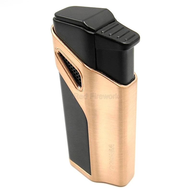 COHIBA модные зажигалки ветрозащитная Зажигалка многоразовая 3 фонарь Jet Blue Flame металлическая зажигалка для сигар с перфорацией