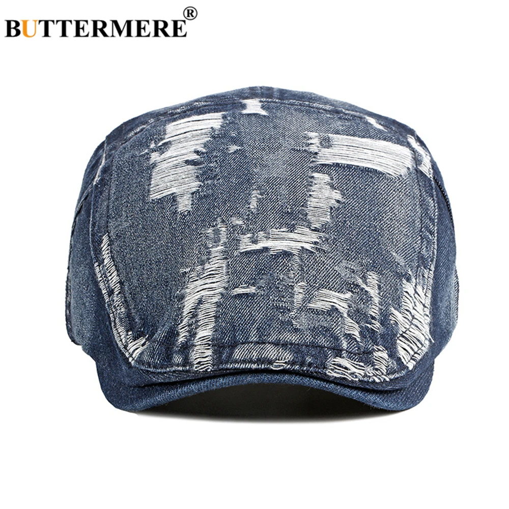 BUTTERMERE Men Ivy Caps Denim Light Blue Mens Berets British Style Male Cabbie Cap Spring Summer 2021 Brand New Driver Ivy Hat