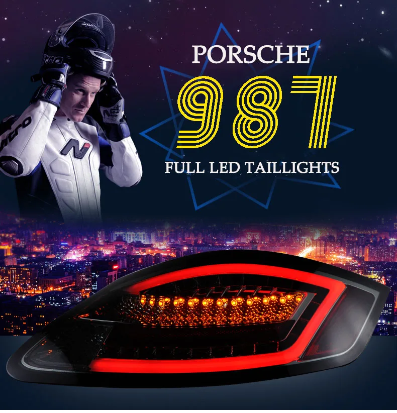 DY_L автомобильный Стайлинг для Porsche 987 полный светодиодный задний фонарь 2004-2008 для Porsche Boxster Cayman светодиодный задний фонарь+ тормоз+ обратный