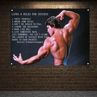 lifes 6 rules for success gym decor man muscular body workout banner wall hanging inspirational poster tapestry 4 grommets flag