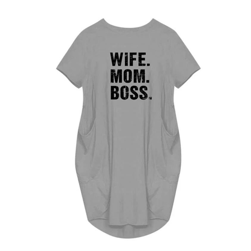 Мода 2021 летом с коротким рукавом платье мама BOSS буквенным принтом на каждый день