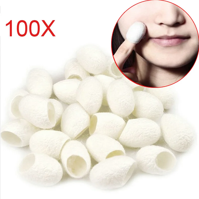 

100Pcs Organic Natural Silk Cocoons Silkworm Balls Facial Skin Care Scrub Purifying Acne Anti Aging Whitening M88