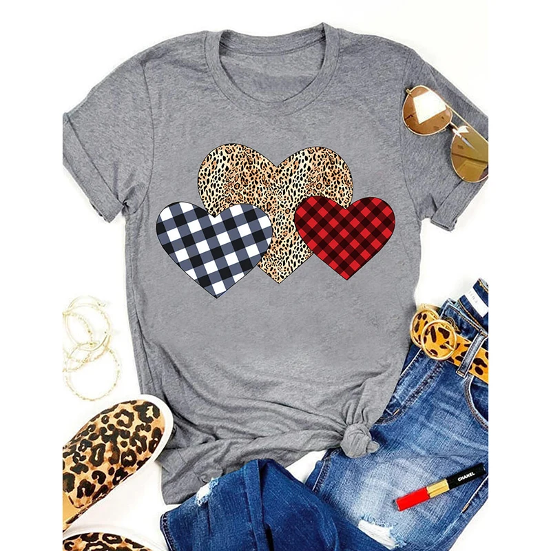 

Женская футболка в клетку, с леопардовым принтом и коротким рукавом, модель SJ5588M, лето 2020