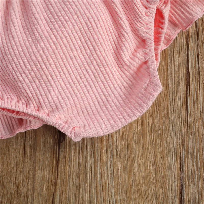 

Summer Baby Girl Ribbed Clothes Set Newborn Baby Girls Pocket Fly Sleeve Romper High Waist Ruffles Shorts Hairband Outfits 0-18M