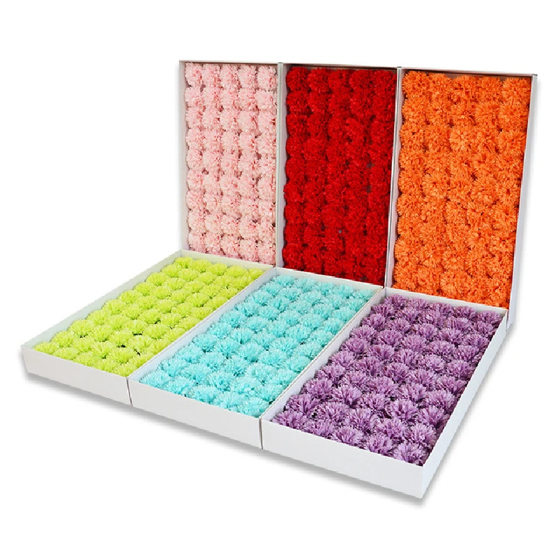 

50Pcs 5 Layers 6cm Artificial Carnation Soap Flower Head Eternal Flowers Bouquet Valentine Mother's Day DIY Bouquet Materials