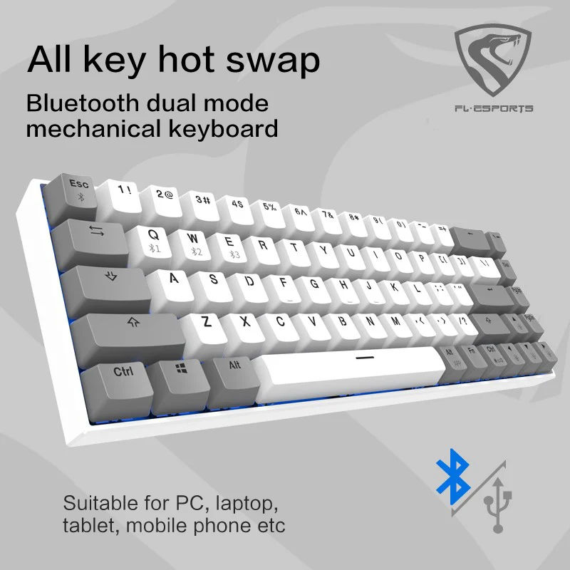 Механическая клавиатура FL · ESPORTS F12 Kailh BOX Axis 68-клавишная Проводная Bluetooth с двойным