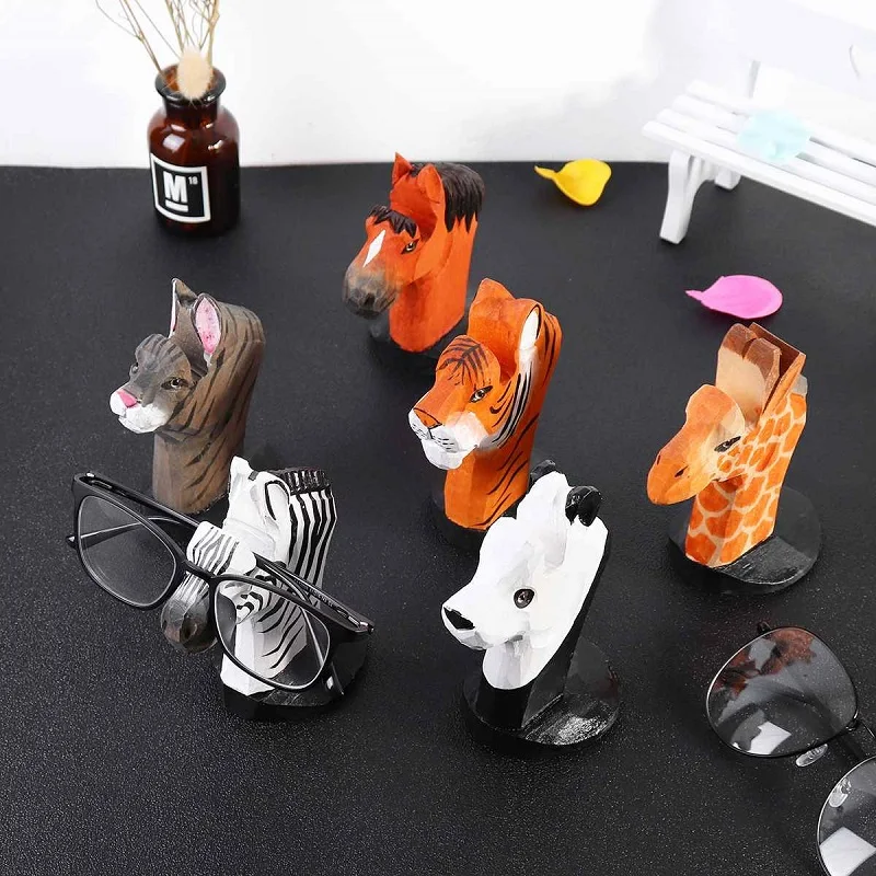 Креативная деревянная оправа для очков, полка для очков, милый 3D Животный деревянный резной стеллаж для очков, деревянные украшения, яркие подарочные украшения