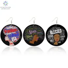 SOMESOOR печать свобода черный США Королева Мама африканские деревянные висячие серьги любовь святой Иисус афро натуральные волосы высказывания для женщин подарок