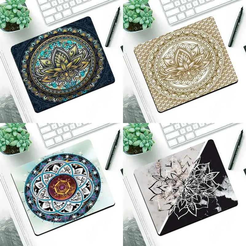 

FHNBLJ Colorful Mandala Print Comfort Mouse Mat Gaming Mousepad Small Pad Rubber Mouse Mat MousePad Desk Gaming Mousepad Cup Mat