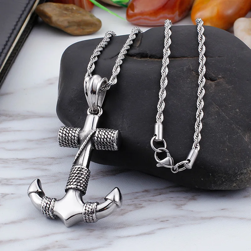

Classic Personality Viking Anchor Retro Men's Anchor Pendant Necklace Voyage Necklace Punk Hip Hop Motorcycle Jewelry Wholesale