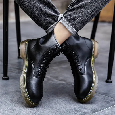 

Snow Martin Boots Warm Plus Velvet Comfortable Thick Bottom Increased Unisex Leather Casual Ankle Boots Winter Wild Couple Shoes