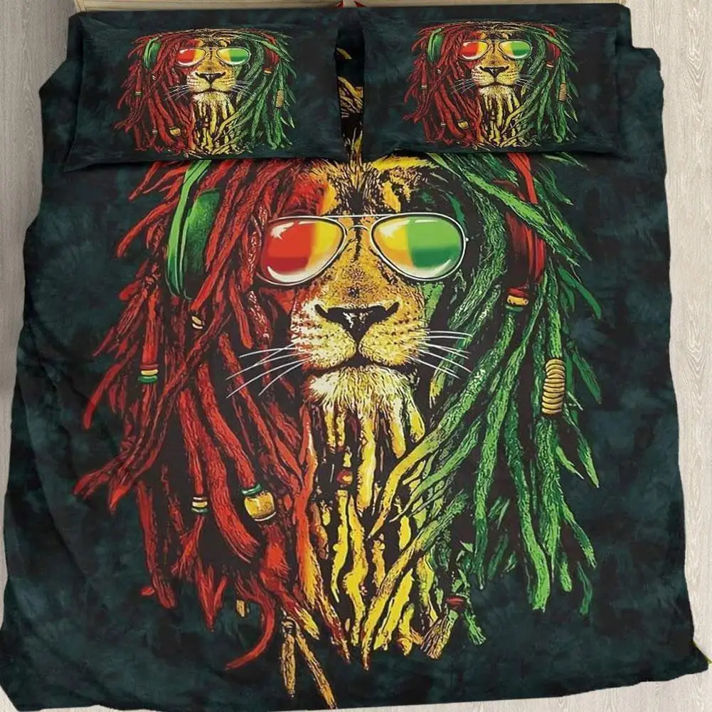 

Animal Print Duvet Cover Set Teen Boys Comforter Cover Set Colorful Bed Lion Bedclothes Microfiber Cover Bedding Soft Head W6R2