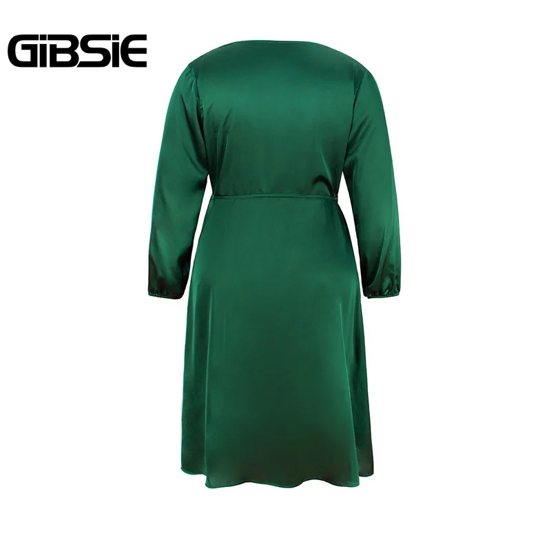GIBSIE элегантное плиссированное платье с v образным вырезом и запахом размера плюс