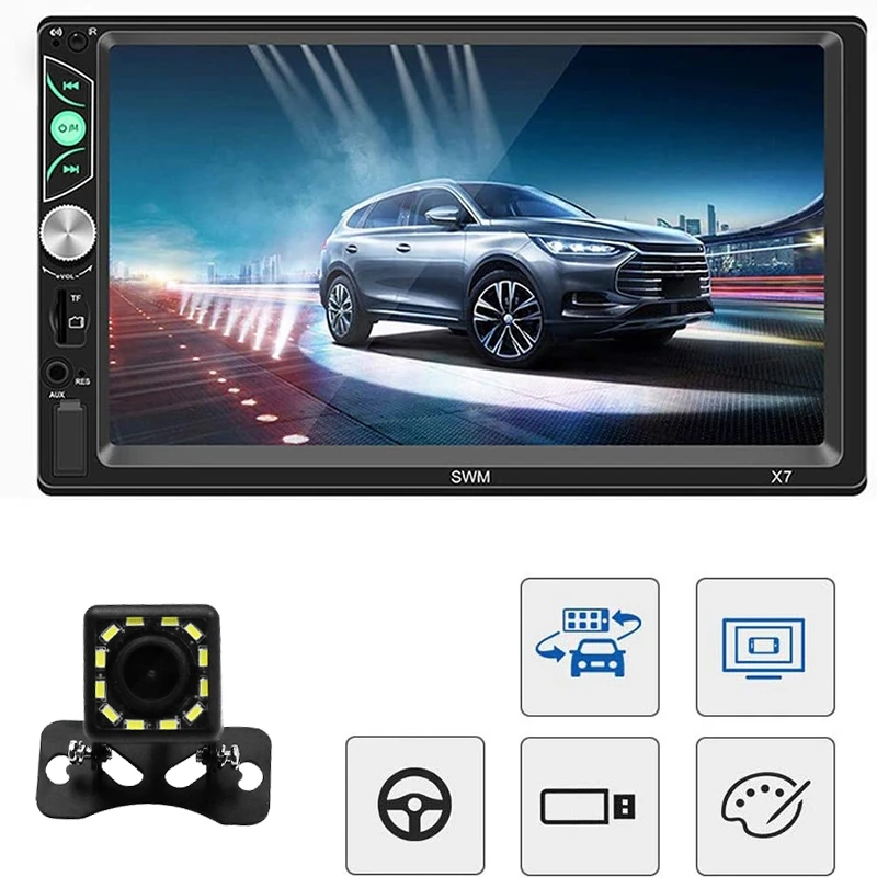 

Double Din Car Stereo 7 Inch Press Screen Car MP5 Player Support Backup Rear View Camera FM Radio Car Audio