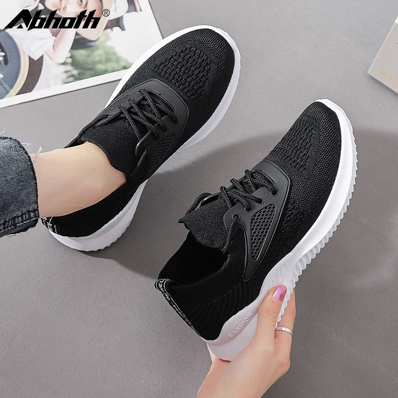 

Abhoth Casual Shoes Lace-up Mesh Breathable Comfortable Sneakers Outdoor Non-slip Summer Women Shoes Wear-resistant Shoes Black