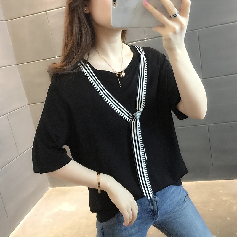 

T Shirt Women 2021 New Planet Print Casual Slim Women Tops T-Shirts Black
