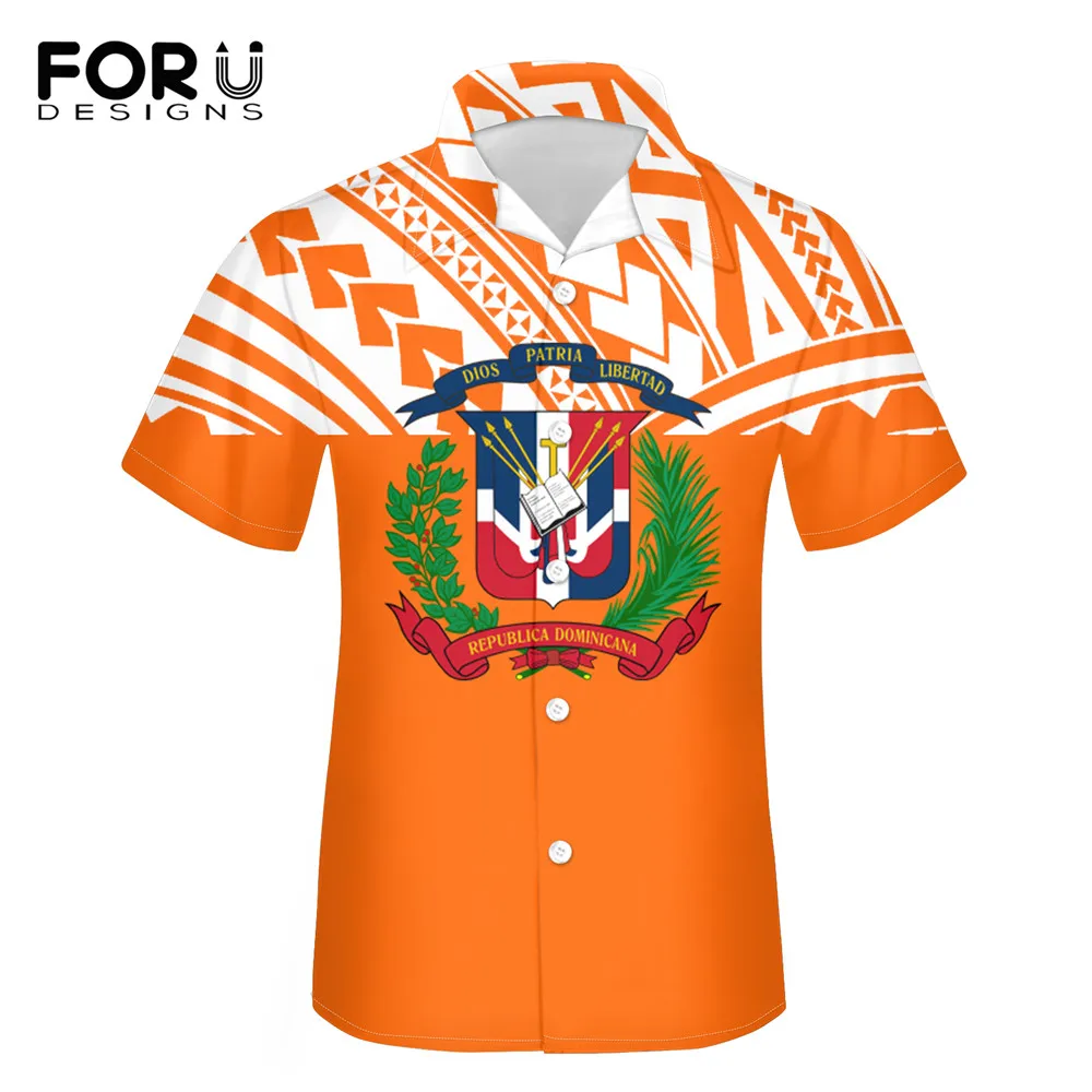 

2021 модная мужская гавайская рубашка FORUDESIGNS с коротким рукавом, дизайнерская Летняя Повседневная пляжная рубашка для мужчин, Самоа, Полинези...