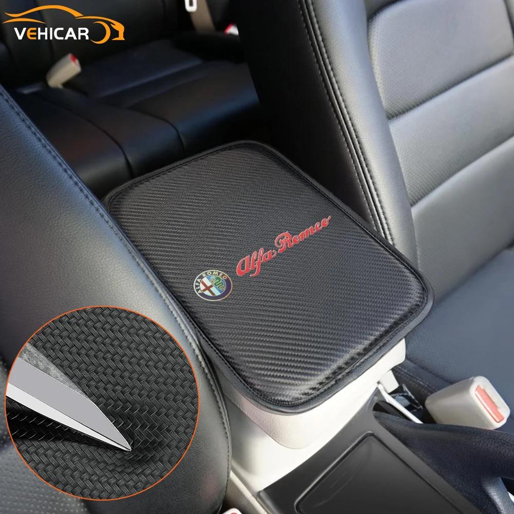 

VEHICAR Car Armrest Mat For Alfa Romeo Auto Armrests Storage Box Cover Pad Hand Supports Center Console Arm Rest Protection