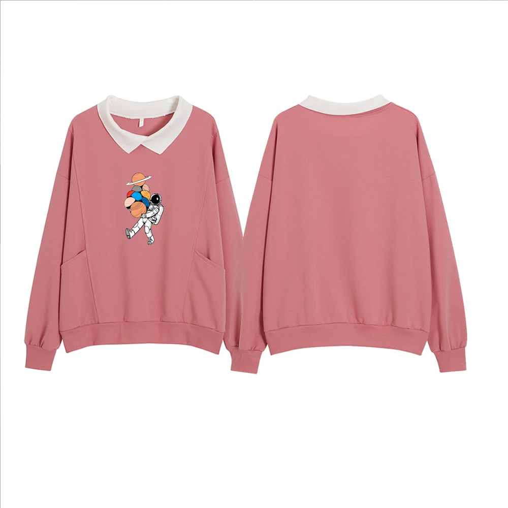 

Толстовка Женская хлопковая с отложным воротником и длинным рукавом