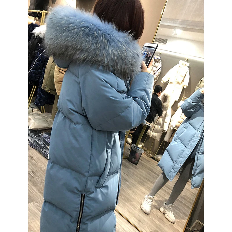 Куртка-пуховик на 90% белом утином пуху новинка женское плотное теплое длинное