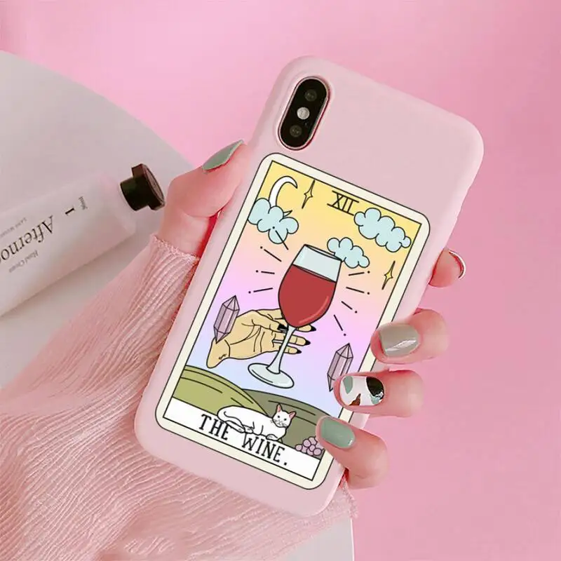 

Egypt mysterious Tarot Divination Phone Case Candy Color Pink for iPhone 11 pro XS MAX 8 7 6 6S Plus X 5S SE 2020 XR
