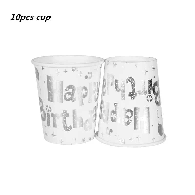 10pcs cup 10 шт. золотые вечерние одноразовые столовые приборы, чашки шампанского, соломинки, 1st день рождения, вечерние принадлежности для детей - Цвет: 10pcs cup