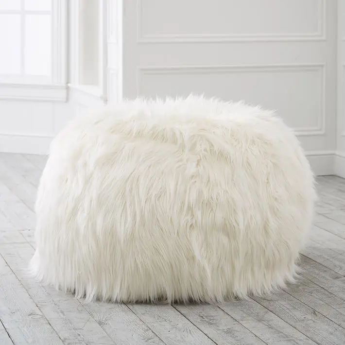 

Dropshipping Lazy Sofas Handmade Long Fur Warm Lounger Seat Bean Bag Cover Soft Beanbag Chair for Teen Children Without Filling