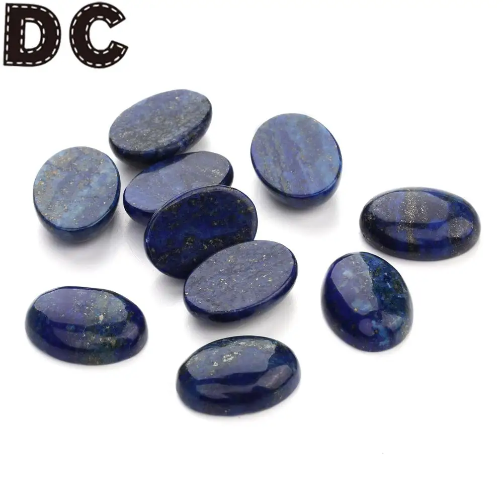 

DC 10pcs/lot Natural Stone Cabochon Beads Oval Lapis Lazuli Bead Dia 10x14/13x18/18x25mm DIY Necklace Earring Jewelry Making