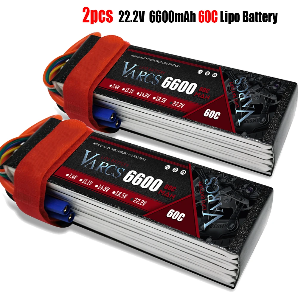 2PCS VARCS  Lipo Batteries 2S 7.4V 11.1V 14.8V 22.2V 6600mAh 60C/120C for RC Car Off-Road Buggy Truck Boats salash Drone Parts
