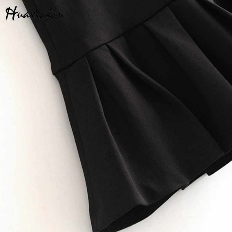 Huaxiafan Women Skirts Black Ruffles A Line Sashes Spring Autumn Ladies Vintage Stylish Solid Color Female Casual | Женская одежда