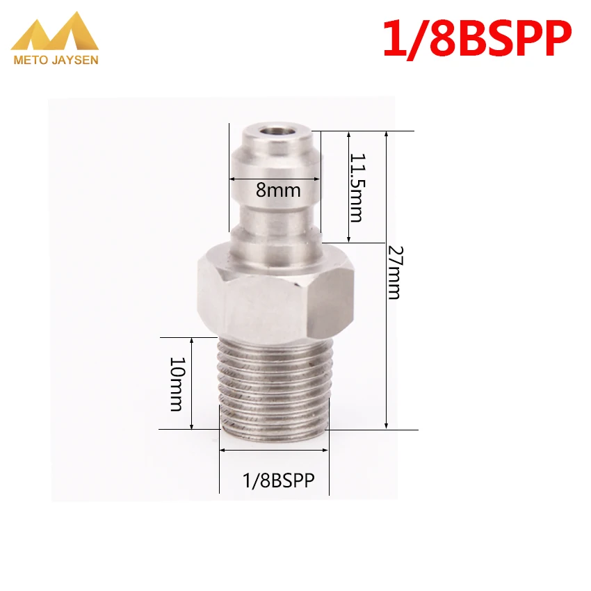 PCP Airforce Paintball Pneumatic Quick Coupler 8MM 1/8BSPP Male Plug Adapter Fittings Stainless Steel 2pcs/set | Спорт и развлечения