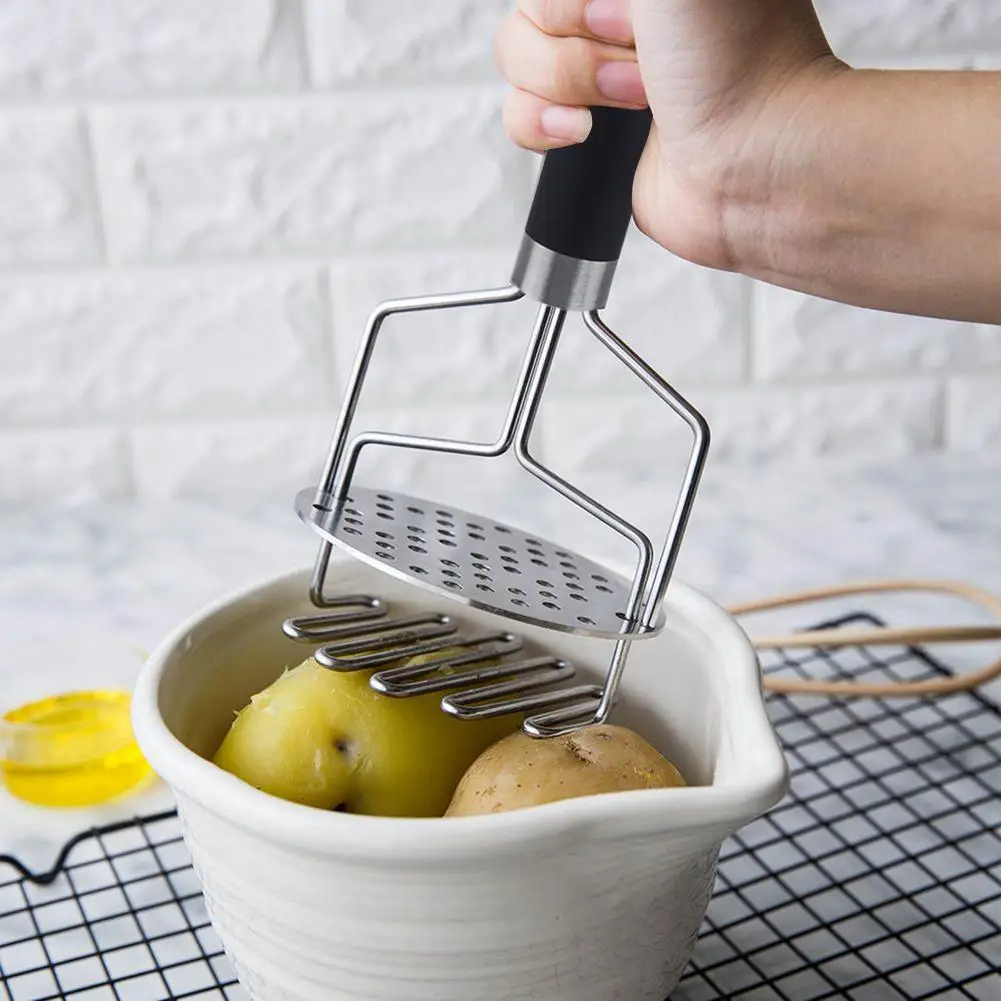 

Stainless Steel Potato Masher With Handle Vegetable Ricer Kitchen Utensil For Cooking Smooth Mashed PotatoTools Press Crusher