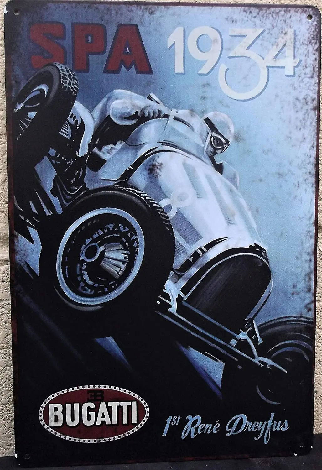 

Bugatti Retro Metal Sign tinned Poster Wall Art ragged elegant gift