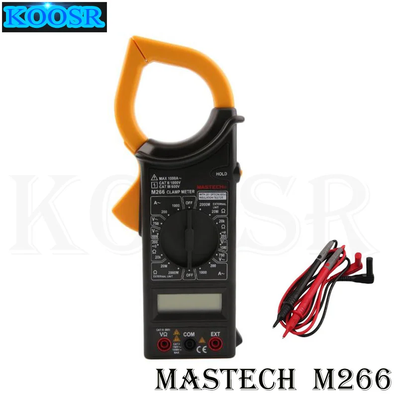 MASTECH M266 цифровой AC клещи AC/DC напряжение AC1000A Ток Сопротивление Частота тестер с измерением температуры