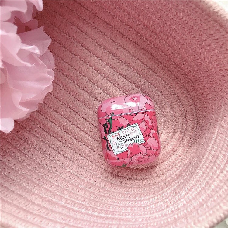 Pink Cute Japanese Peach wireless For iPhone airpods 1 2 headset Case Hard PC Girl Style High quality Cover | Электроника