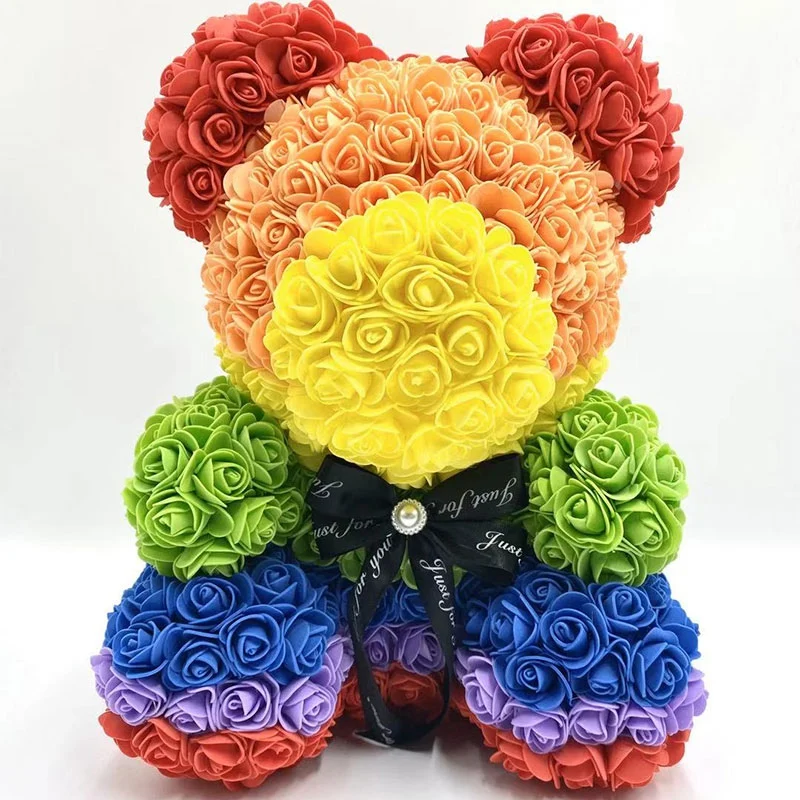 Мишка Тедди 38 см роза искусственный цветок подарок на день Святого Валентина