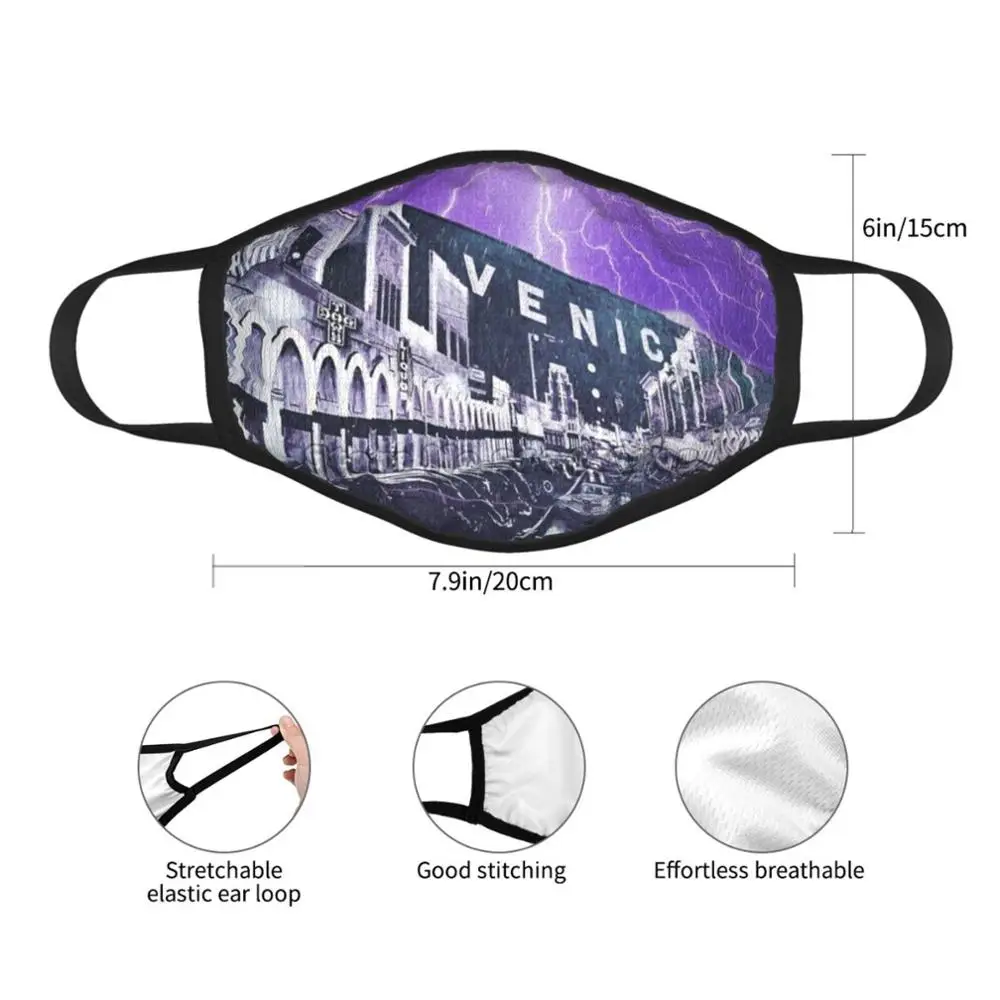 Untitled 2 Fashion Print Funny Pm2.5 Reusable Face Mask Purple Lightening Light Storm Stormy Sky Weather Venice Beach | Аксессуары для
