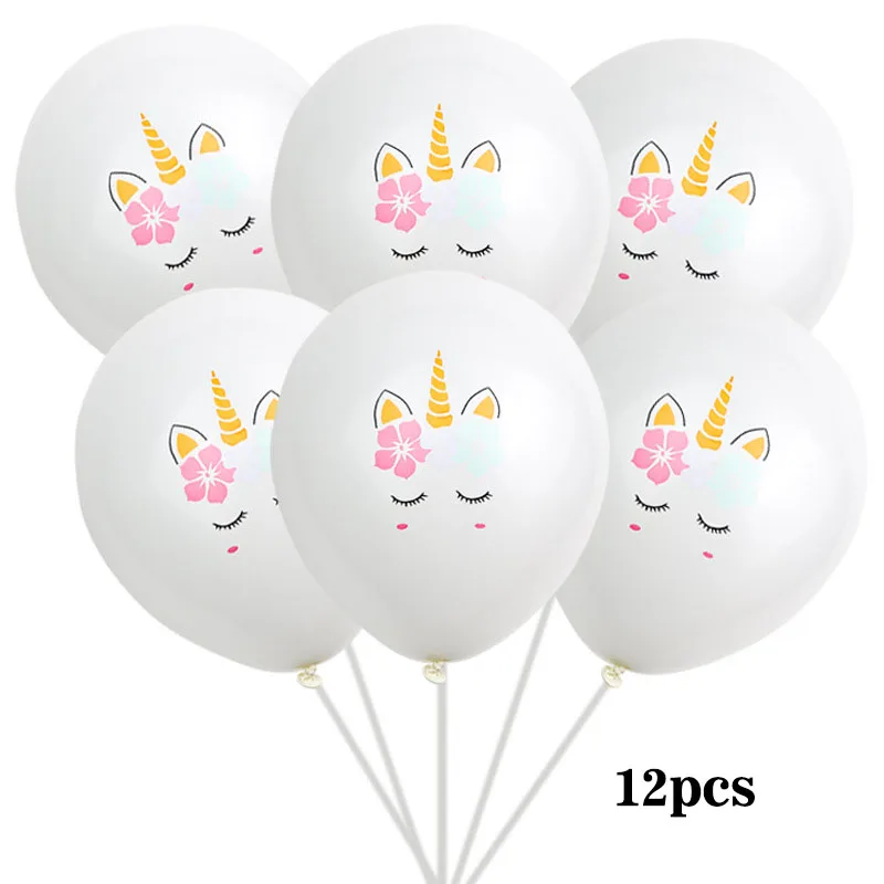 10pcs ballon-12 Комплект украшений для вечеринки в виде единорога, тарелки, салфетки для стаканчиков, покрытие для стола, для дня рождения, свадьбы - Цвет: 10pcs ballon-12