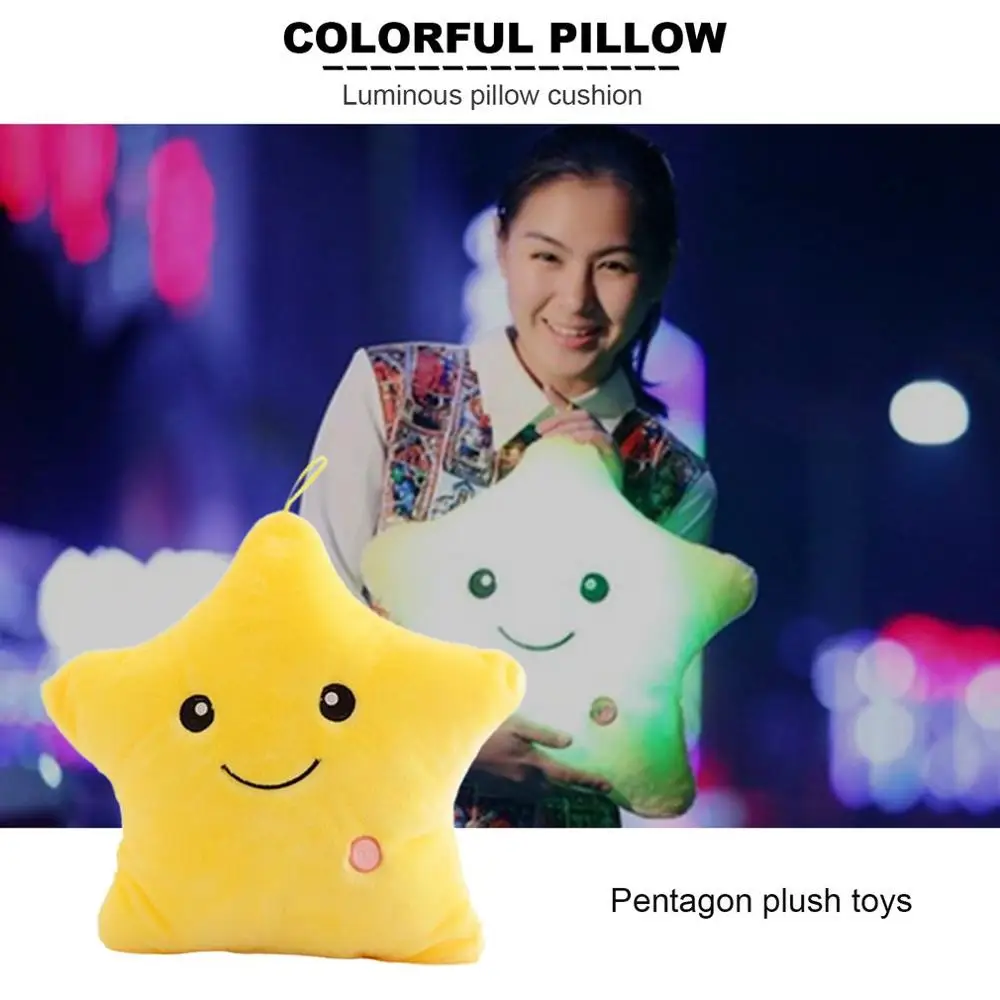 

Plush Light Toys Luminous Pillow Star Cushion Colorful Stars Glowing Pillow Plush Doll Led Light Toys Gift For Girl Kids