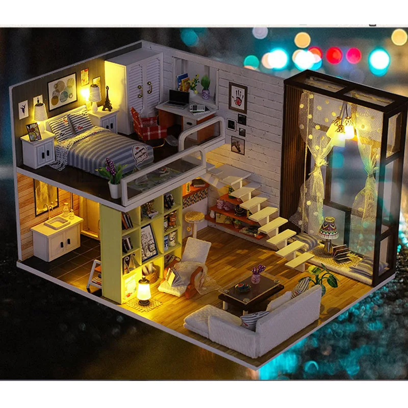 Миниатюрный Кукольный домик с мебели DIY Мини Дом сборная игрушка на день рождения