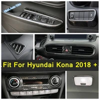 abs auto styling head lights lamp switch button ac cover trim carbon fiber look interior parts for hyundai kona 2018 2022