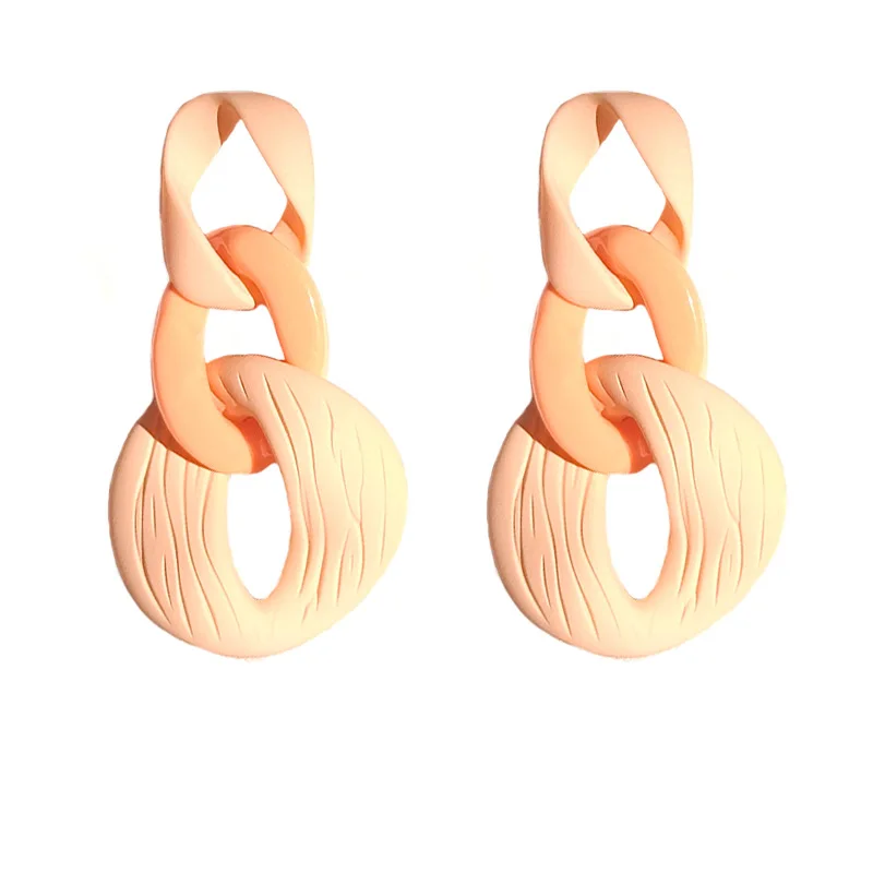 

New Candy Rainbow Acrylic Thick Chain Long Drop Earrings Boho Punk Colorful Geometric Round Earrings For Woman Party Jewelry