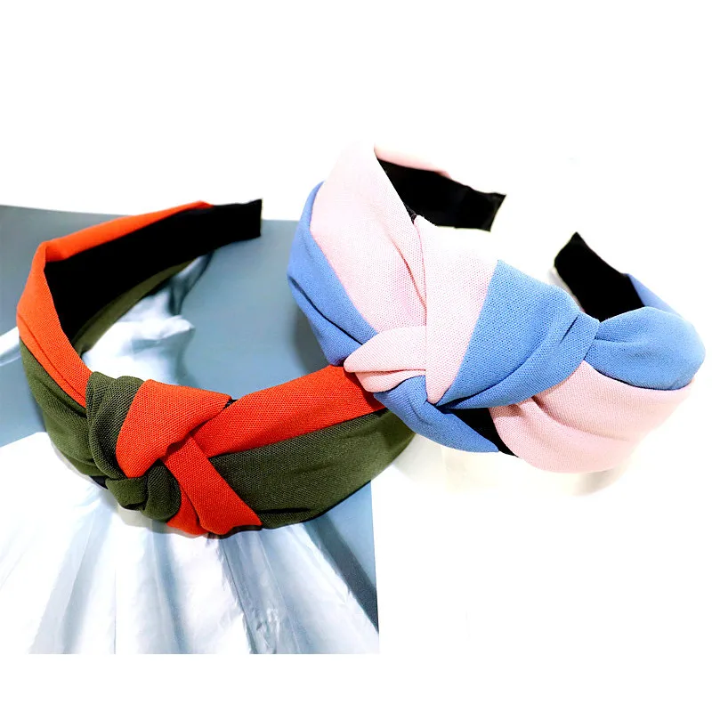 2 шт. Лоскутная повязка для волос широкая боковая перекрещивающийся узел тюрбан