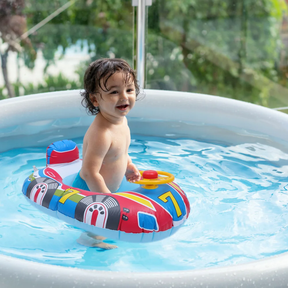 

Kids Yacht Shaped Pool Floats Swimming Ring Baby Inflatable Swimming Ring