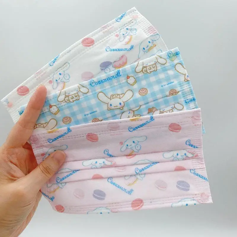 

Маска трехслойная дышащая для взрослых, с мультяшными собаками и котами, кроликами, 50/100 шт.